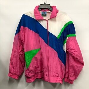 80s 90’s Nylon Zip Up Vintage Windbreaker Track Jacket Colorful Pink blue Green